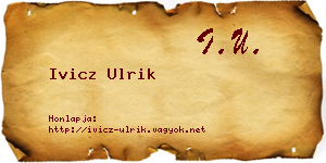 Ivicz Ulrik névjegykártya